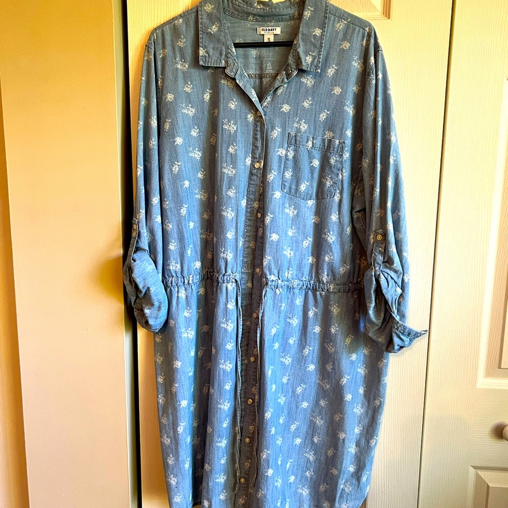 Jean flower Button down dress